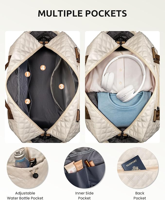 Initial Duffle Bag With Shoe Compartment - Personalized Weekender, Monogram Overnight Travel Bag With Makeup Bag - Gifts for Grandma, Daughter, Friend (Letter P)