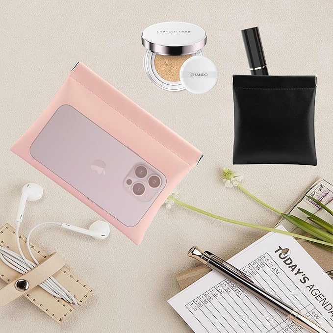 2 PCS Small Makeup Bag for Purse, mini Coin Purse for Women Lipstick Cosmetic Accessories Organizer, Mini Portable Cosmetic Bags, small Travel Kit Storage Pouch (1 Medium, 1 small), LQB-BB