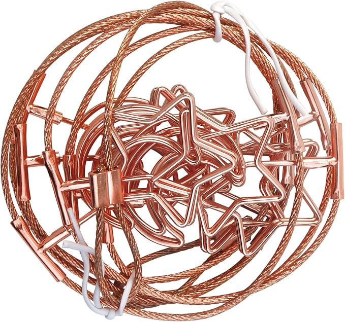 2 Pack Chain Photo Clip Wall-Mounted Picture Holder Metal Photo String with 12 Clips for Hanging Painting Family Photos Artworks Home Decor(Fixed) (Rose Gold-Star and Moon)