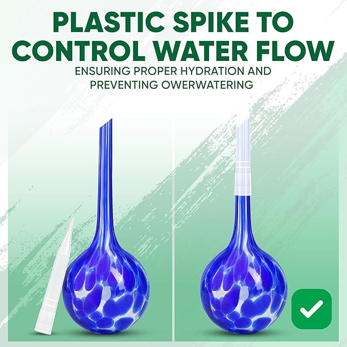 Mission Gallery Plant Watering Globes Set of 8 - Large Self Watering Globes for Indoor & Outdoor Plants - Multicolored, Automatic, Glass Watering Bulbs for Daily Use, Plant Watering Devices