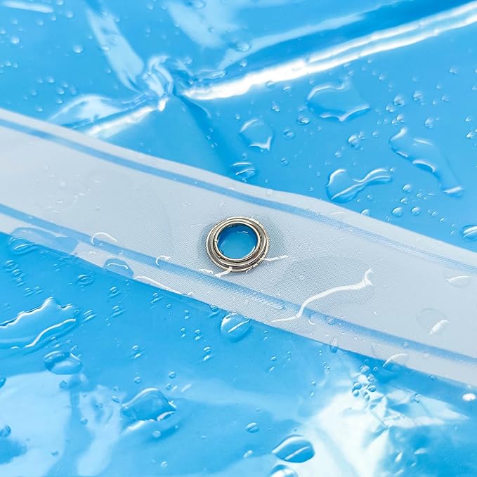 Barossa Design Clear Blue Long Shower Curtain Liner 78" Height - 3 Magnets & Waterproof Lightweight PEVA Shower Liner for Bath Tub, PVC Free, Metal Grommets, Clear Blue, 72x78