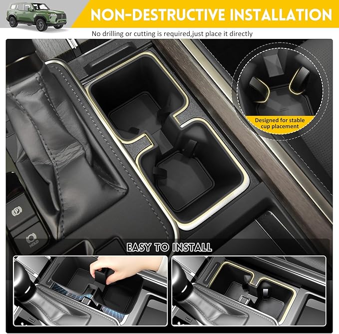 Cup Holder for 2024 2025 Lexus GX550 Center Console Cup Holder Insert Silicone Cupholder Coaster Liner for 24 25 GX 550 Interior Accessories Black