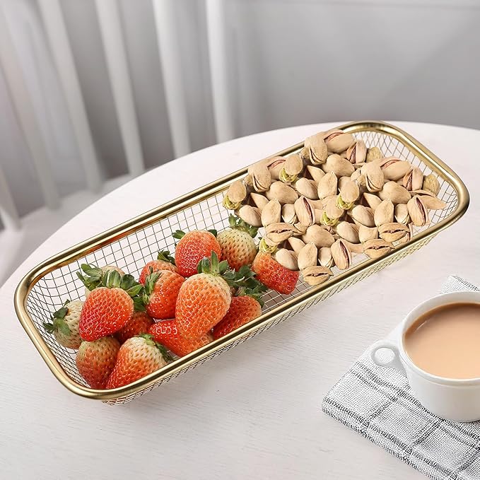 4Pack Stainless Steel Tumbler Cup Lid Organizer Inside Cabinet, Mason Jar Lid Holder, Rectangular Basket for Storage of Silverware, Chopsticks, straws and Utensils, Gold