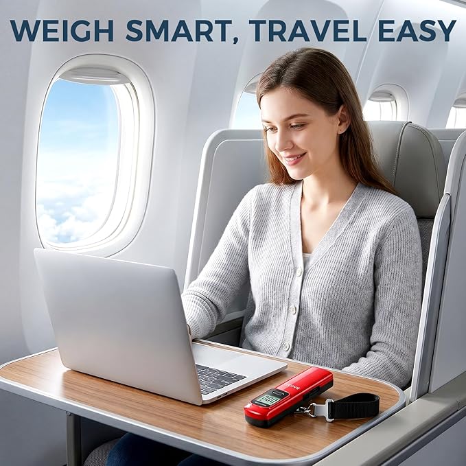BAGAIL Digital Luggage Scale, 110lbs Hanging Baggage Scale with Backlit LCD Display, Portable Suitcase Weighing Scale, Travel Luggage Weight Scale with Hook, Strong Straps for Travelers