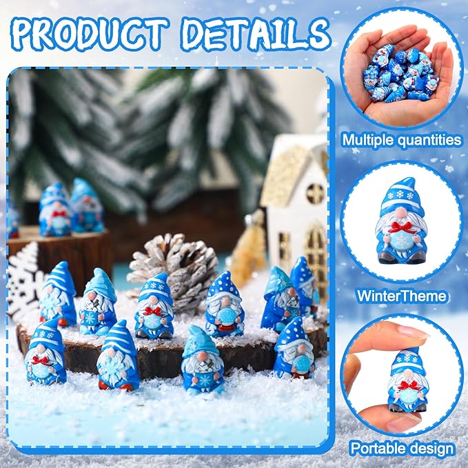 Yaomiao 40 Pcs Winter Mini Resin Gnomes Figures Resin Mini Statues Maple Leaves Pumpkin Snowflake Gnomes Table Decor for Winter Fall Christmas Festive Home Kitchen Tiered Tray