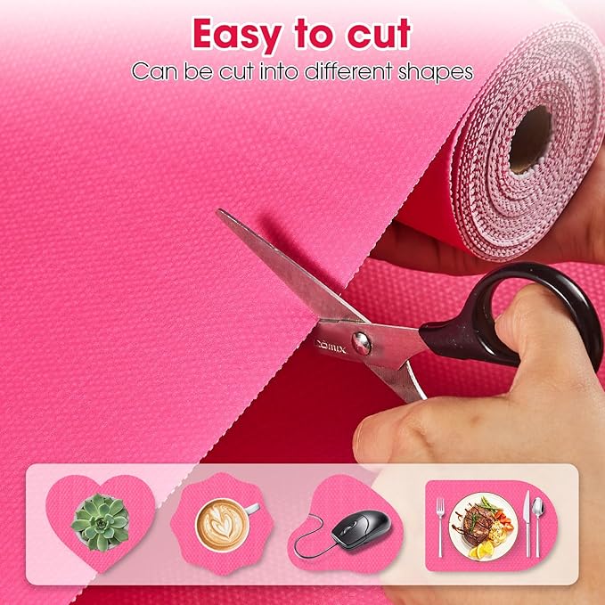 Drawer and Shelf Liner, Non-Slip Kitchen Cabinet Liners Non-Adhesive Thick Strong Grip Waterproof Washable Mats Protect Dresser Shelves Cupboard Bathroom Cabinets, Fuchsia, 18 in X 10 FT