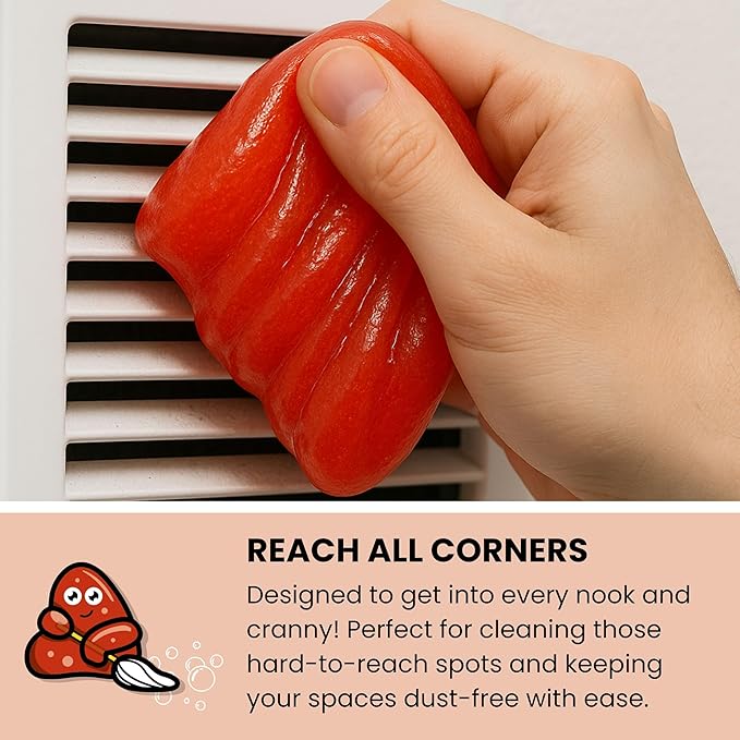 Slime Buddies Car Cleaning Gel Putty - 3 Pack Strawberry Scent Interior Detailing Tool for Cup Holder, Air Vent & Keyboard - Reusable Auto Detailing Accessory - Dust Remover Goop - Gift for Men Women