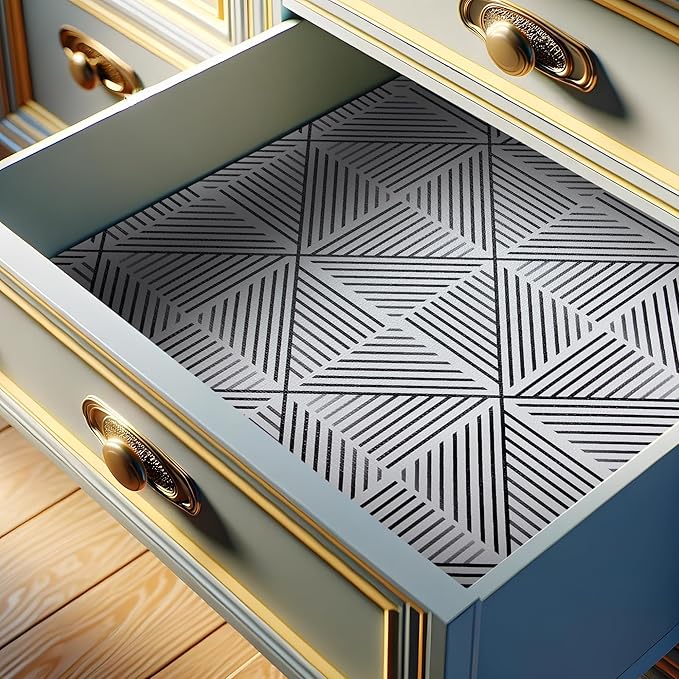 RAY STAR 18X96 Inch Shelf Liner for Kitchen Cabinets, Non-Adhesive Washable Cabinet Liner, PVC Non-Slip Drawer Liner for Dressers, Bathrooms (Classic Black) (1 Roll)