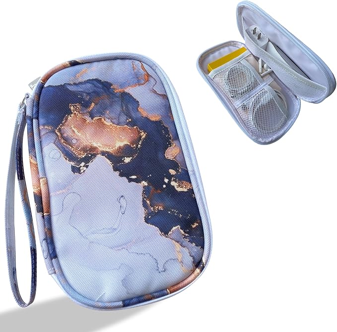 Electronics Organizer Travel Case, Cable Organizer Travel Essentials Tech Pouch,Suitable for Charger, Cable, Phone，Flash Drive,Gray Marble