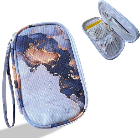 Electronics Organizer Travel Case, Cable Organizer Travel Essentials Tech Pouch,Suitable for Charger, Cable, Phone，Flash Drive,Gray Marble