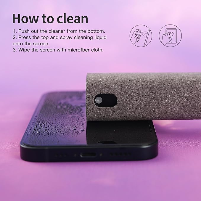 CUIUD Screen Cleaner Kit 4 Pcs, Two in One Screen Cleaner Spray and Wipe, Touchscreen Mist Cleaner Spray Bottle for Phone/Laptop/Tablet/TV/Monitor/Car Screens