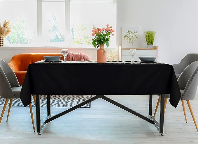 Utopia Kitchen Rectangle Table Cloth 2 Pack (60x120 Inches, Black), Machine Washable Polyester Table Cover for Dining, Buffet Parties, Picnics, Events, Weddings and Restaurants