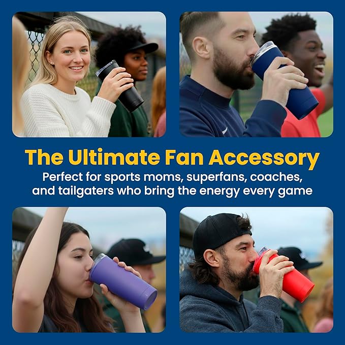 The LoudCup Blow Horn Tumbler, Cheer & Sip 2-in-1 Reusable Water Bottle with Built-In Horn for Sports Games, Tailgates, Parties & Events, BPA-Free