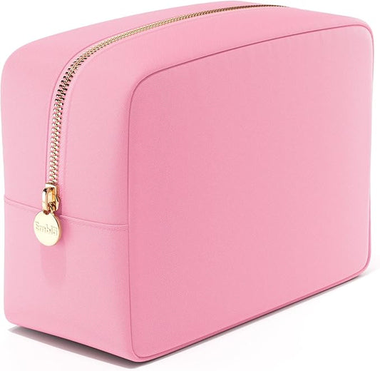 Embla Makeup Bag Travel Cosmetics Pouch and Toiletry Bag, Nylon Zipper Pouch Purse, Cute Make Up Organizer Storage Tote for Women Girls, Travel Skincare Case, Large Makeup Bags, Flamingo Pink