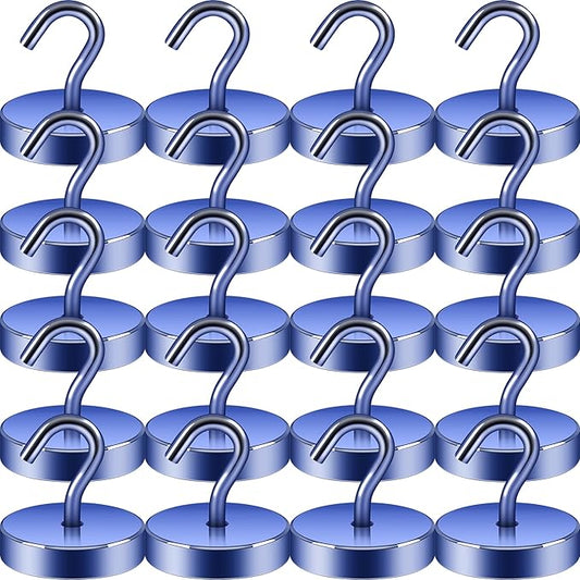 Neosmuk Magnetic Hooks, Cruise Ship Essentials, 100lb+ Heavy Duty Magnetic Hooks for Cruise Cabins, Refrigerator, Grill, Hanging, and Travel | Extra Strong Must-Have Magnet Hook, Navy Blue, Pack of 20