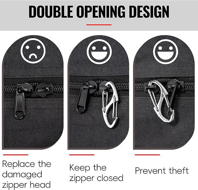 20Pcs Zipper Clips Anti Theft, Zipper Pull Replacement for Backpacks, Dual S Shaped Small Carabiner Clip Theft Deterrent for Suitcase, Keep Luggage Closed, Silver and Gunmetal Black