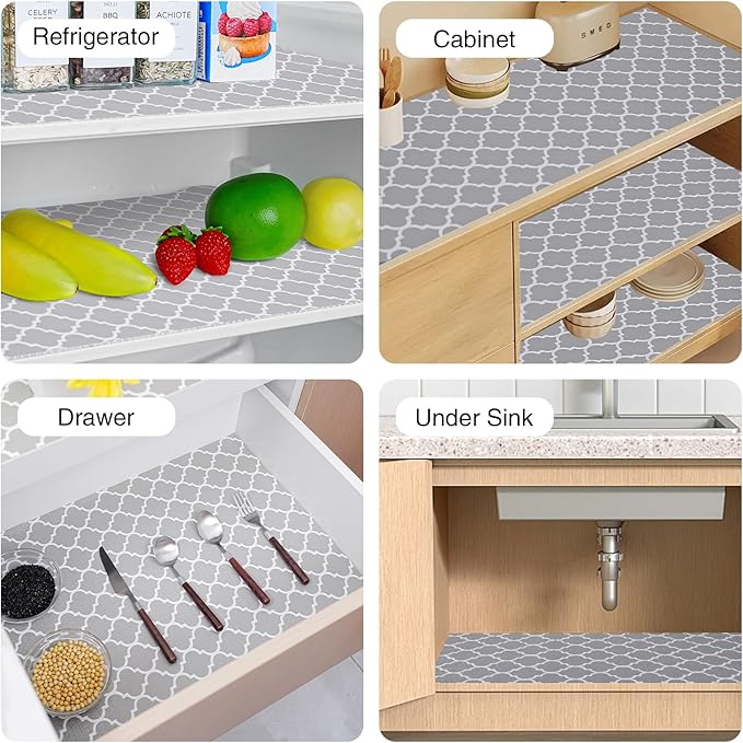 Drawer and Shelf Liner for Kitchen Cabinet,Non-Adhesive Cabinet Liner 24in x 20FT,Waterproof Shelf Paper Non-Slip Mats Cupboard Liner Contact Protect Dresser/Shelves/Table-Grey Lantern