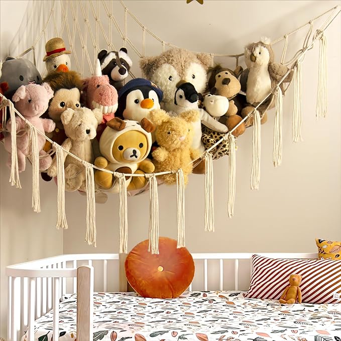 mirolam Stuffed Animal Storage Hammock Net - Toy Hammock Net for Stuffed Animals Corner - Hanging Stuff Animal Organizer Holder Large Size Baby Nursery Room Decor