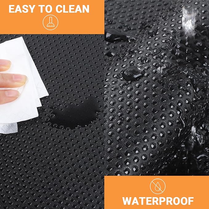 FLPMIX Shelf Liner for Kitchen Cabinets 10 inch Wide: Easy to Cut Bathroom Drawer Mat 10" x 396 Inch Black - Waterproof Pantry Cupboard Liner