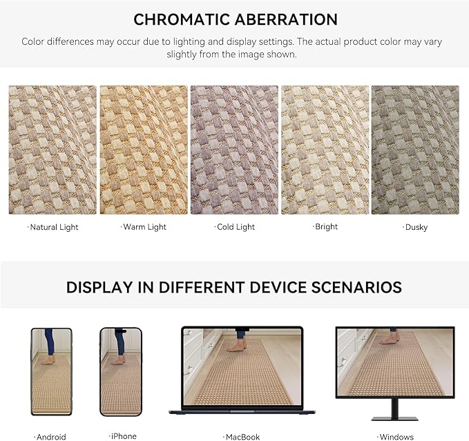 YDKGL Large Kitchen Runner Rugs Long Kitchen Mat Non Slip Washable, Super Absorbent Soft Chenille Braided Kitchen Mats for Floor, Rubber Backing Kitchen Sink Standing Mat, Easy Clean, Brown 36"x71"