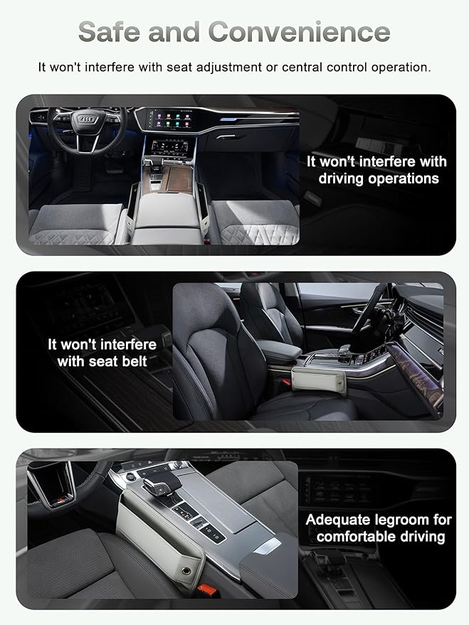 Universal Fit Gap Filler, Premium Leather Seat Organizer, Accessories for Women Men, Essentials for Car SUV Truck (Beige, 2 Pack), XN001