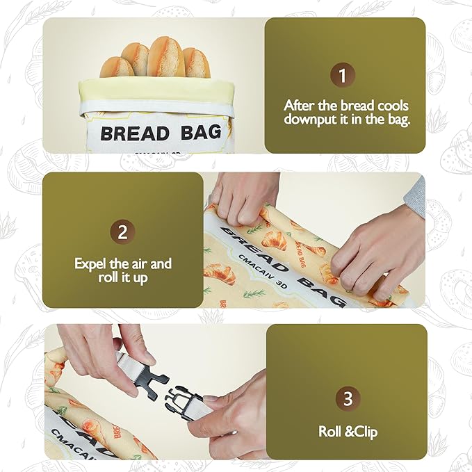 2-Pack Beeswax Bread Bag,17"×13"Reusable Organic Bread Bags for Homemade Bread Sourdough,Linen Outer Lining and Pure Cotton Beewax Inner Lining Moisture-proof &Fresh-Preserving Bags Keeps Fresh Longer