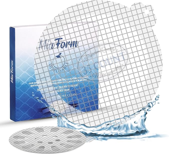 Disposable Hair Catcher Shower Drain Mesh Stickers, 35 Pack