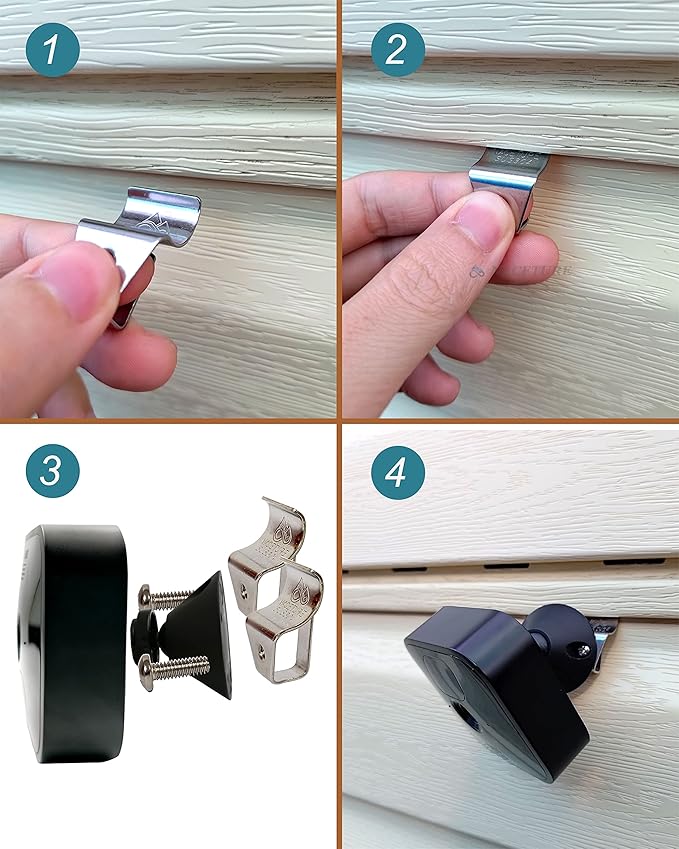 NACETURE Vinyl Siding Hooks - Vinyl Siding Clips for Hanging Outdoor Decorations for Patio for Mount Home Security Camera Porch Décor (Sliver 6 Pack)