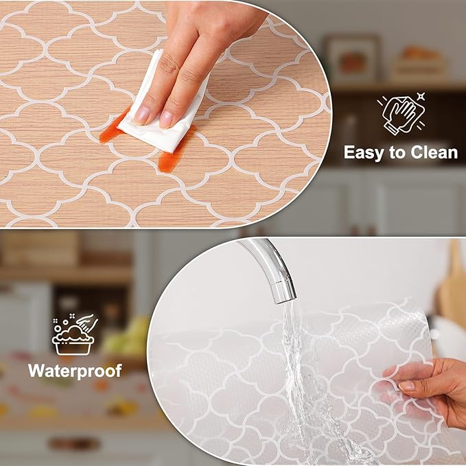 Cooyes Shelf Liner – Premium Non-Adhesive Cabinet & Drawer Liner for Kitchen – Waterproof Shelf Paper with Modern Pattern – Durable EVA Cabinet Mat – Easy to Cut (11.8" W x 360" L)
