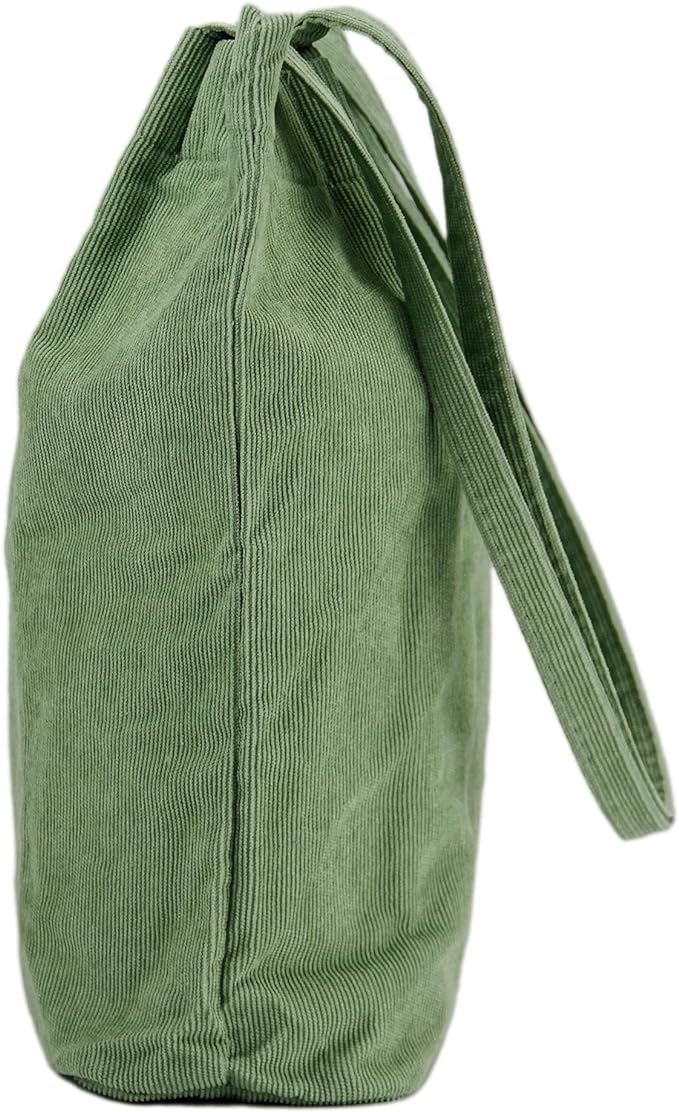Corduroy Tote Bag Cute Tote Bags for Women Shoulder Bag with Inner Pocket for Work Beach Travel and Shopping Grocery