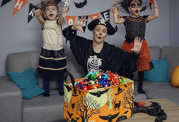 KUNRO Owl Pattern Storage Basket Gift Shelf Basket Storage Bin, Nursery Basket Organizer Box for With Handles for Room Deco