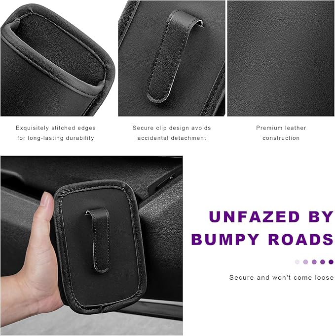 2 PCS Large Car Door Cup Holders, Clip On Beverage Drink Holder Vehicle Door Storage Organizer, Scratch-Resistant Leather Water Bottle Hanging Holder for SUV Sedan Truck (Black)