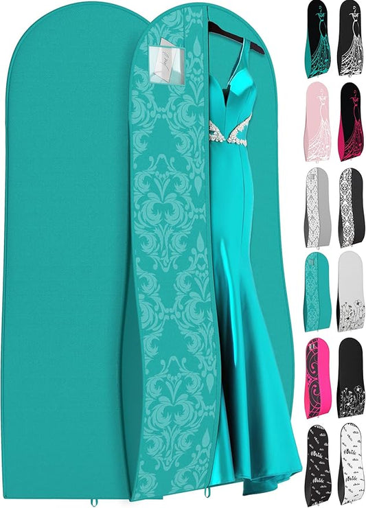 Your Bags 72" Wedding Dress Bag for Gowns Long - Long Garment Bags for Hanging Clothes & Closet Storage - Durable Travel Bag for Women with ID Window - (Tiffany Damask Print)