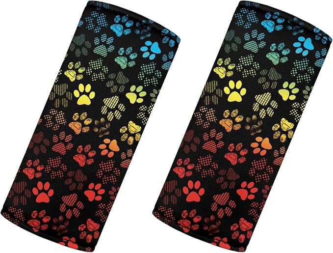 KUIFORTI Colorful Paws Luggage Handle Protection Sleeve Cover Set of 2 Pcs, Personalized Luggage Handle Wrap Grip for Suitcase Portable Luggage Identifiers Marker Grips Protector