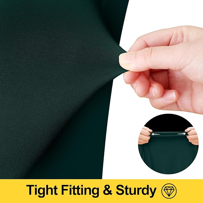 Smiry Spandex Tablecloth, Elastic Fitted Stretch Tablecloth for 8FT Rectangle Tables, Waterproof Washable Table Cover Skirt for Outdoor, Wedding, Banquet & Parties (Hunter Green, 96Lx30Wx30H Inch)