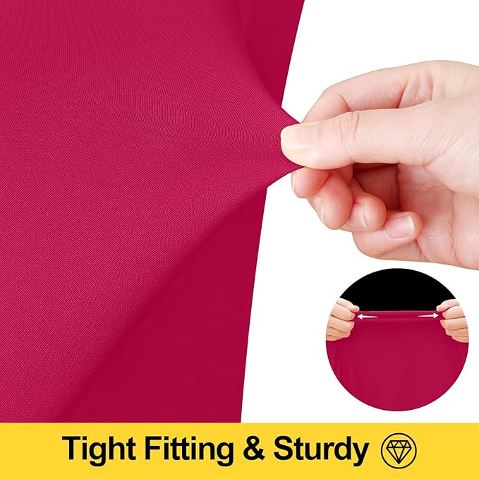 Smiry Spandex Tablecloth, Elastic Fitted Stretch Tablecloth for 8FT Rectangle Tables, Waterproof Washable Table Cover Skirt for Outdoor, Wedding, Banquet & Parties (Fuchsia, 96Lx30Wx30H Inch)