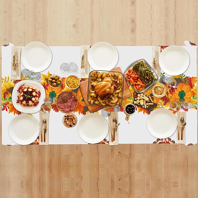 OHOME 2 Pack Thanksgiving Tablecloth Disposable - Fall Party Supplies for Thanksgiving Table Decor | Friendsgiving Party Decorations | Thanksgiving Decorations 54" x 108"