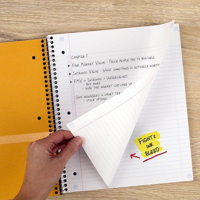 Five Star Spiral Notebook + Study App, 5 Subject, College Ruled Paper, 8-1/2" x 11", 200 Sheets, Fights Ink Bleed, Water Resistant Cover, Fire Red (72077)
