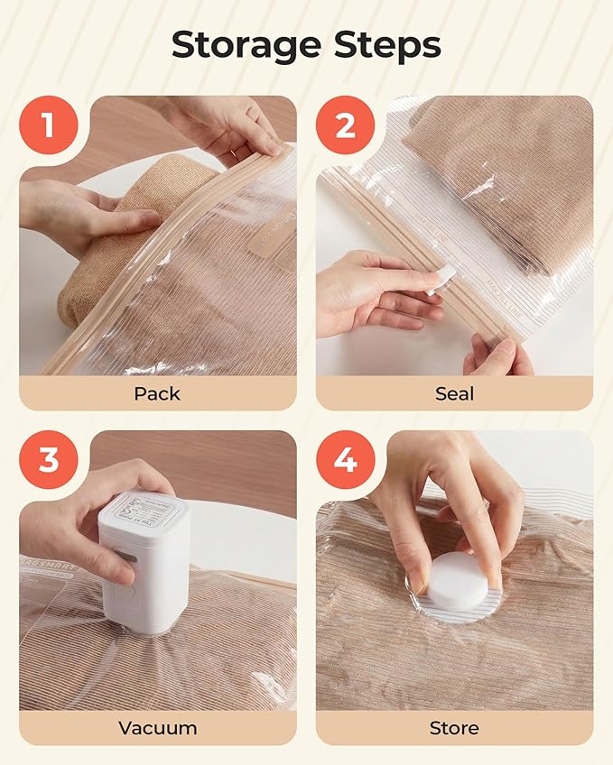 BAGSMART Vacuum Seal Storage Bags for Clothing Travel, 12 Pack Travel Essentials Bundle includes Laundry Bag & Waterproof Shoe Bag & TSA Approved Toiletry Bag, Hand Pump Included