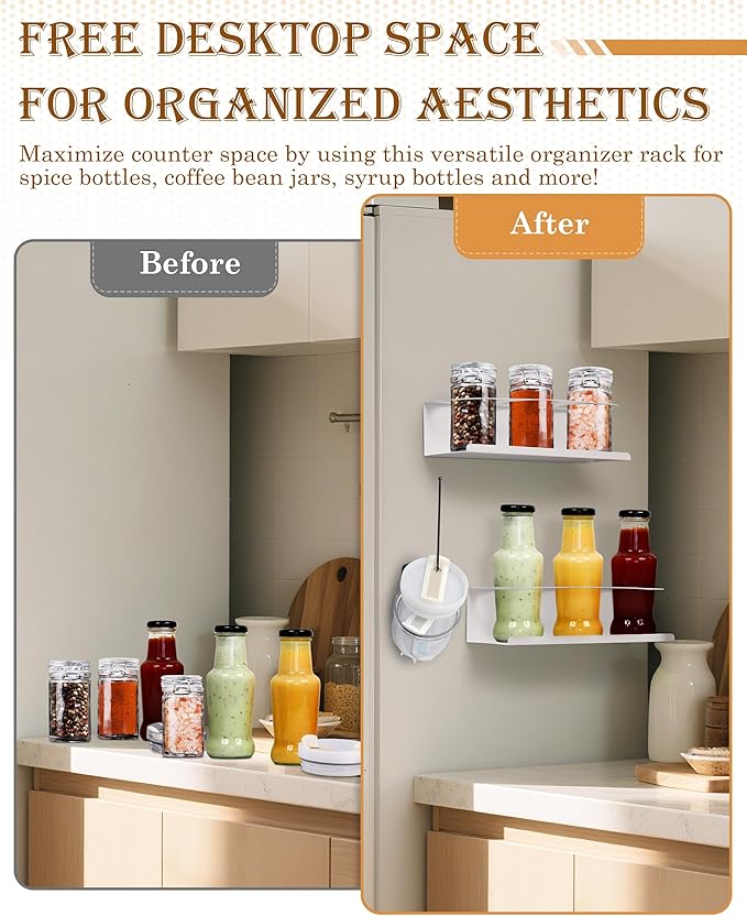 White 2 Pack Magnetic Cup Holder with Lid Holder (1PC) Fridge for 30 & 40 oz Tumbler - Strong Fridge Mount - Water Bottle Organizer for Metal- No Drill Cup Accessories for Car, Kitchen, Office