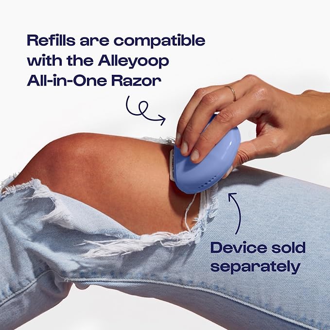 Alleyoop Stay Sharp Razor Refill Pack for Travel Portable Razor - Perfect For Touch Ups On-The-Go - Includes 4 Triple-Blade Cartridges & 2 Moisturizing Bars - Safe For All/Sensitive Skin Types