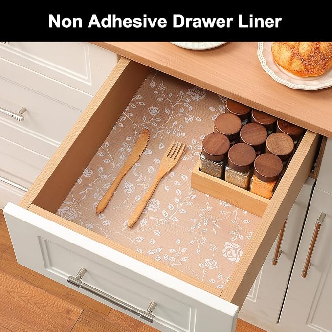 Cooyes Shelf Liner – Premium Non-Adhesive Cabinet & Drawer Liner for Kitchen – Waterproof Shelf Paper with Modern Pattern – Durable EVA Cabinet Mat – Easy to Cut （23.6" W x 360" L）