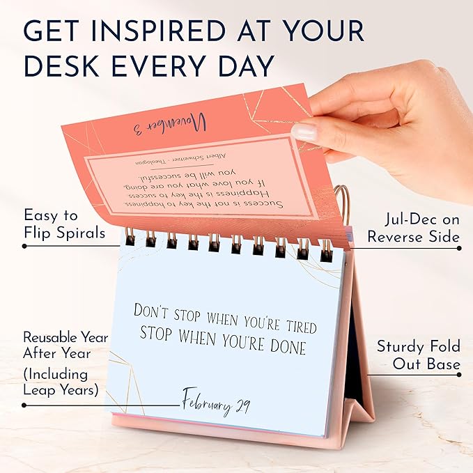 RYVE Motivational Calendar - Daily Flip Calendar with Inspirational Quotes - Motivational Gifts and Inspirational Gifts for Women, Desk Decor, Office Decor for Women and Office Desk Accessories