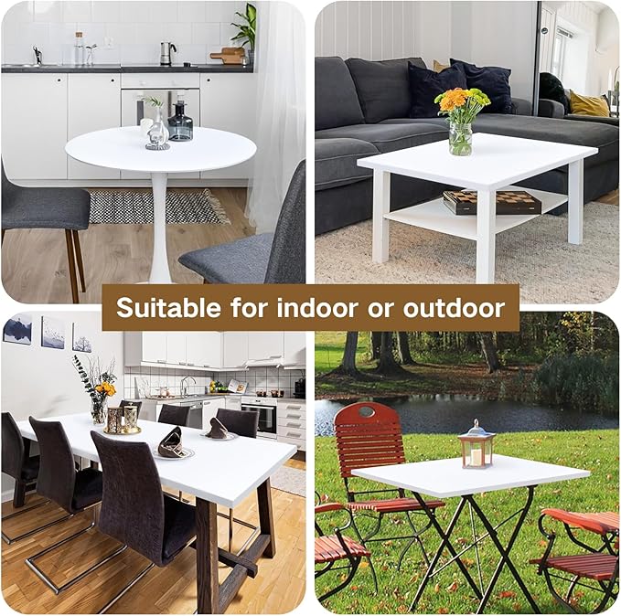 Round Fitted Table Cover Elastic Tablecloth 5ft Stretch Spandex Table Top Cover for Dining Indoor Outdoor Party White 60 Inch