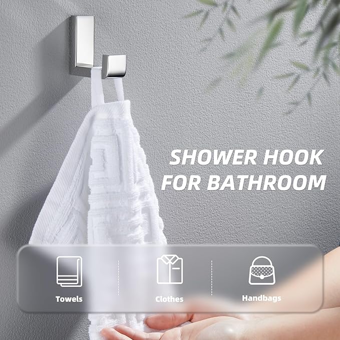 APLusee Polished Chrome Bath Towel Hook, 304 Stainless Steel L Shape Coat Hanger, Bathroom Home Accessory Wall Mount