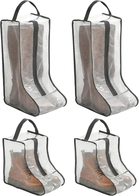 4 Pcs Boot Storage Bag, Portable Waterproof and Dustproof Boot Bags for Cowboy Boots (2*High + 2*Short)