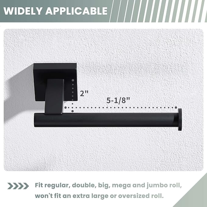 Suyar Matte Black Toilet Paper Holder Wall Mount, SUS 304 Stainless Steel Toilet Roll TP Holder for Bathroom