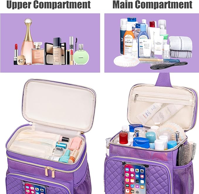 Large Toiletry Bag for Women Men, Bathroom Bag, Water Resistant Shower Bag, Makeup Bag, Portable Shower Caddy for College Dorm, Hanging Travel Toiletry Bag with Transparent Waterproof Phone Pocket