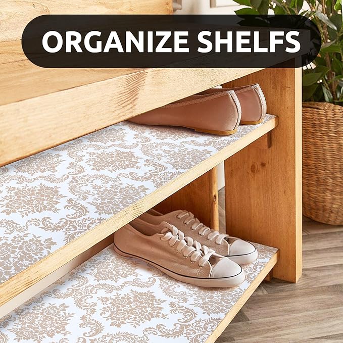 RAY STAR 12X120 Inch Shelf Liner for Kitchen Cabinets, Non-Adhesive Cabinet Liner Washable, PVC Drawer Liner for Dresser Non-Slip Bathroom (Yellow Pattern)(2 Roll)