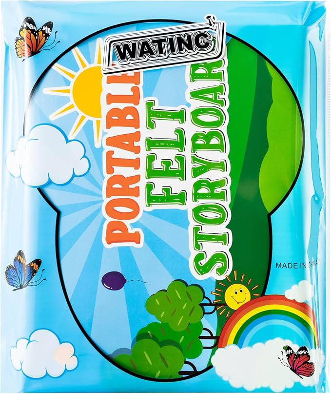WATINC Portable Board Felt Board Stories Set - 6pack Learning Story Board Gift, Early Educational Travel Storytelling Interactive Play Kit for School Classroom Kids Toddlers (Animals)